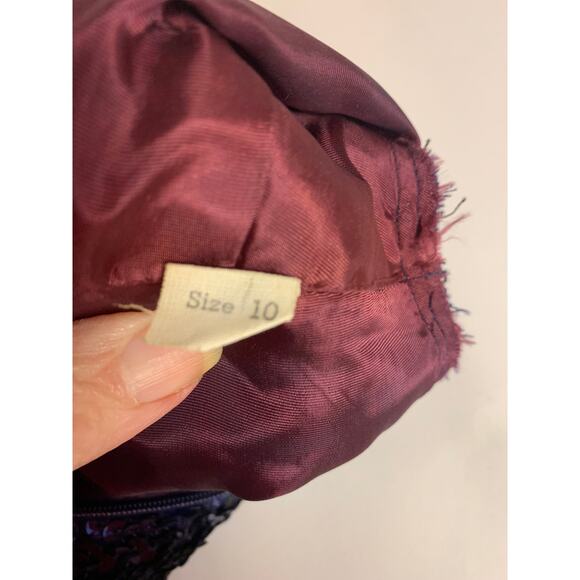 Vintage Cocktail Dress Sequin Bodice 60s Classic Elegant Navy Womens SZ 10 - Picture 6 of 13